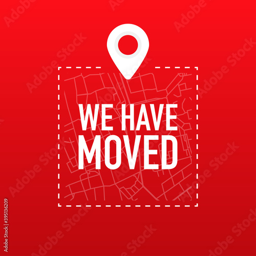 Color we have moved thin line bubble. concept of locator land mark like ecommerce delivery or transfer label.