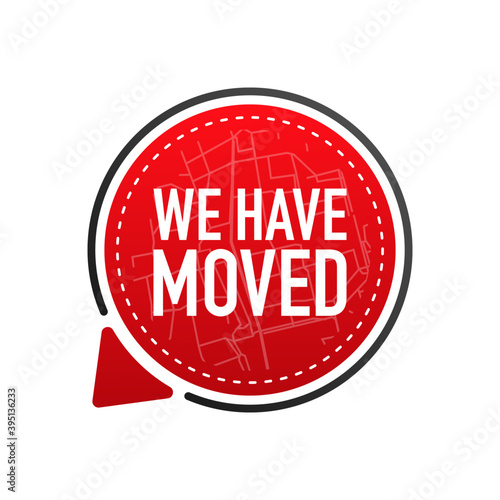 Color we have moved thin line bubble. concept of locator land mark like ecommerce delivery or transfer label.