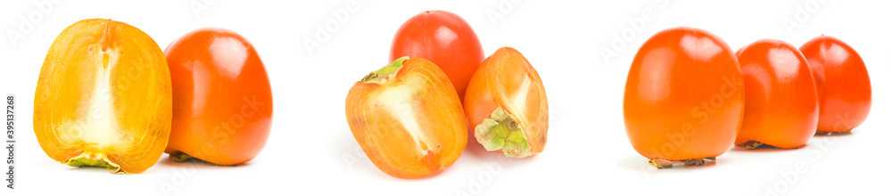 Collage of persimmon isolated on a white background Collage of persimmon isolated on a white background