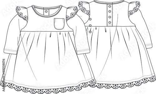 DRESS. Dress design for babies. dress for girls vector flat drawing
