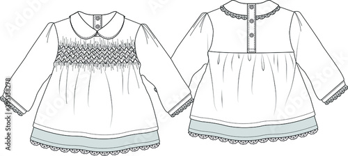 DRESS. Dress design for babies. dress for girls vector flat drawing