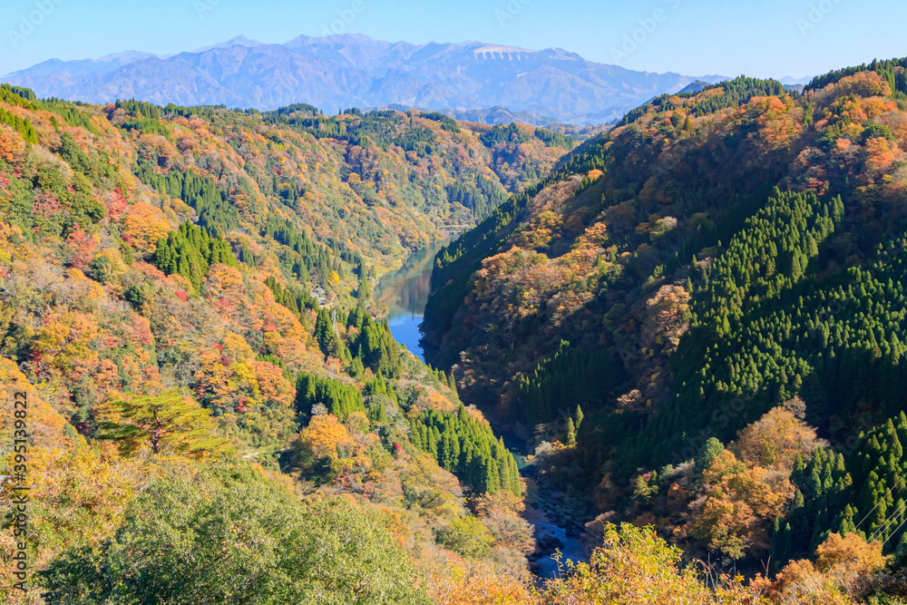 Naklejka premium 秋の蘇陽峡 熊本県上益城 Autumn Soyo-kyou Kumamoto-ken Kamimashiki-gun