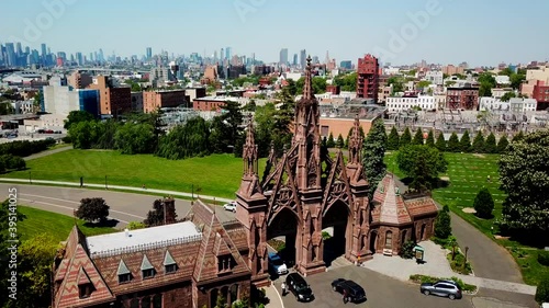 Amazing View of Greenwood Cemetery's Gothic Entrance Arch photo