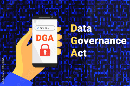 Data Governance Act - DGA. Vector illustrarion background