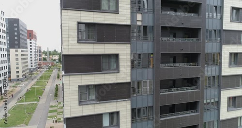 Aerial view modern facade of a residential building