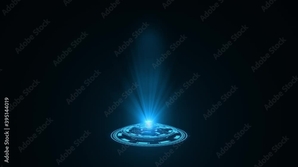 Blue hologram HUD circle interfaces. Digital data network protection, future technology network concept. Excellent for any kind of hi-tec, science, technology or futuristic concept.
