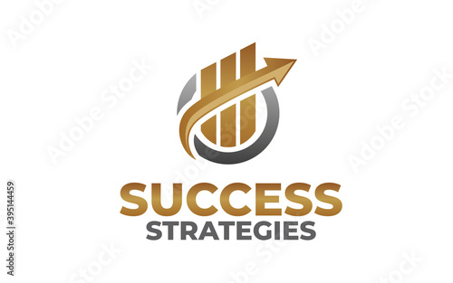 Illustration vector graphic of the road to success with keys logo design template