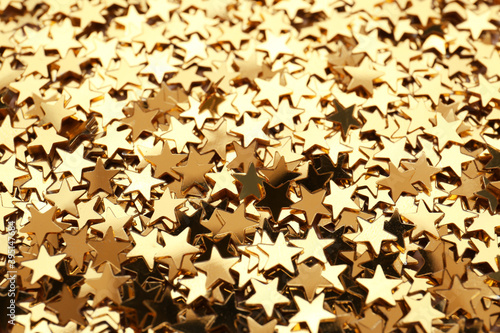 Confetti stars as background  closeup. Christmas celebration