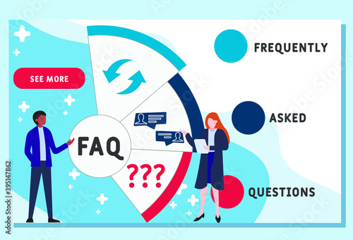 Vector website design template . FAQ - Frequently asked questions  acronym, business   concept. illustration for website banner, marketing materials, business presentation, online advertising