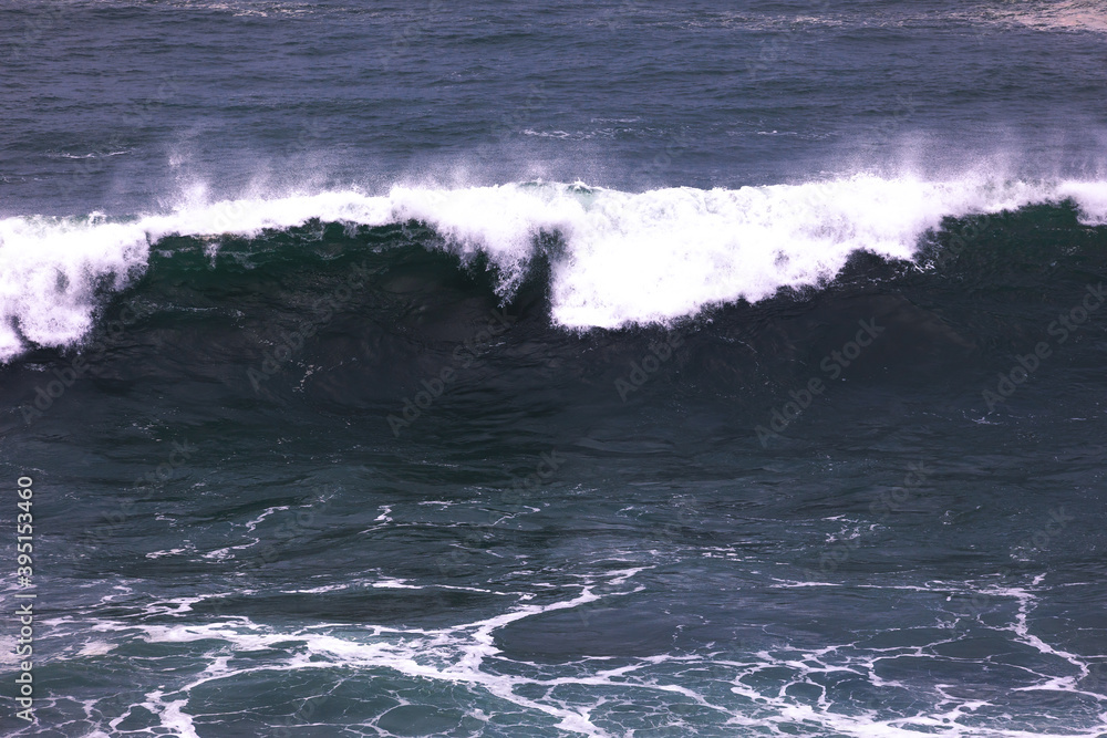 Fototapeta premium Large waves during a sea storm at the basque coast.