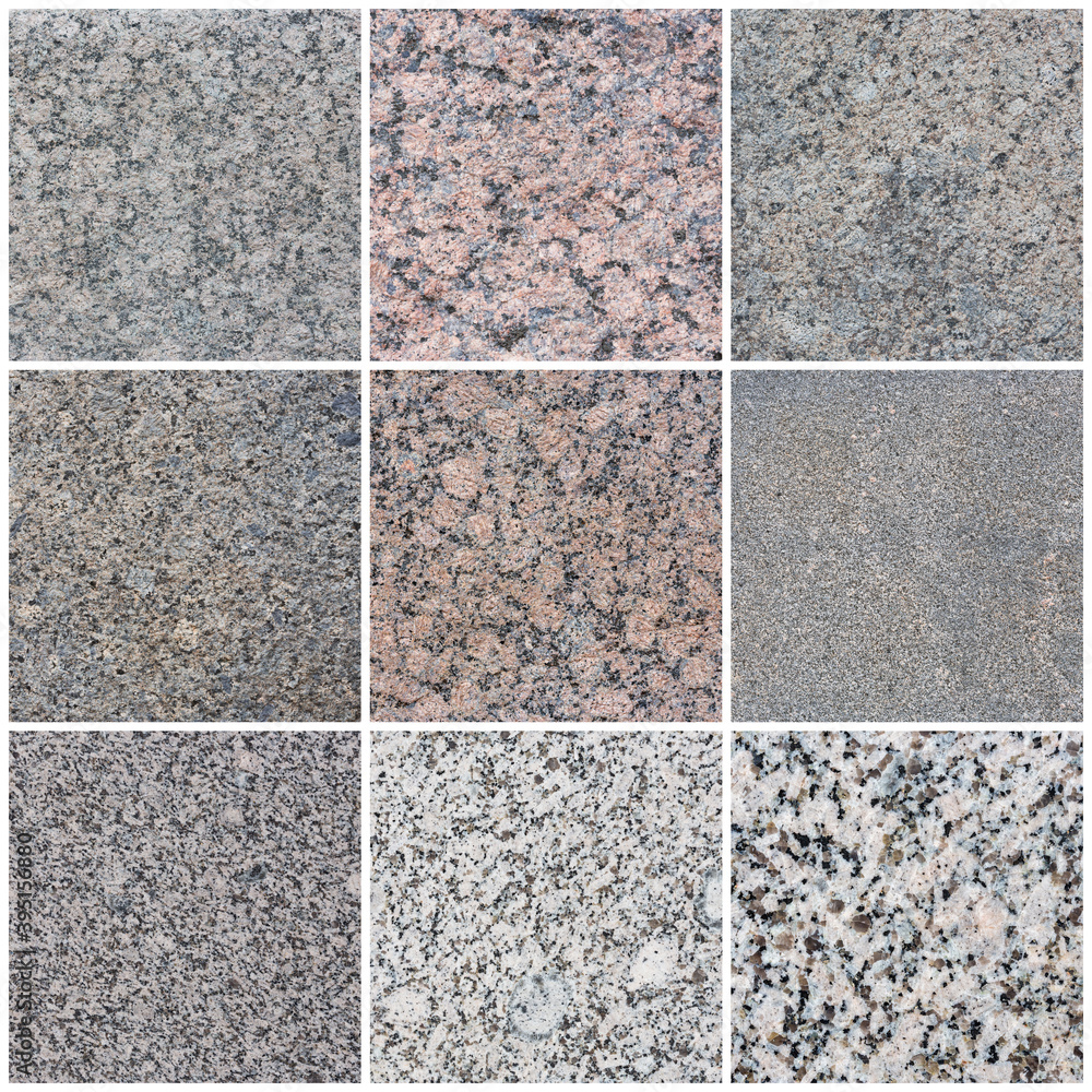 Granite texture set. Collection of stone backgrounds. Natural granite with a grainy pattern. Solid rough surface of rock. Granite texture set. Collection of stone backgrounds. Natural granite with a grainy pattern. Solid rough surface of rock.