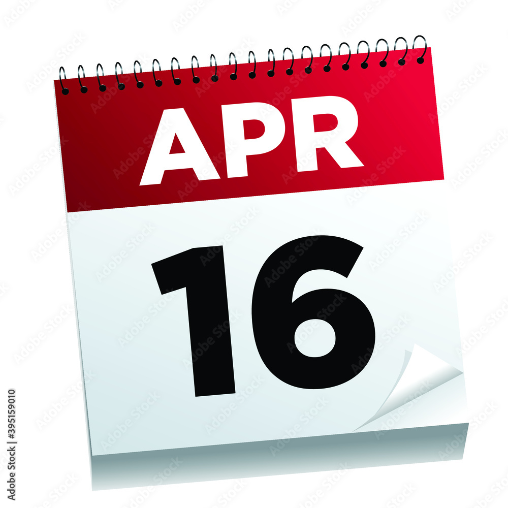 April 16th on a calendar page - illustrated. 
