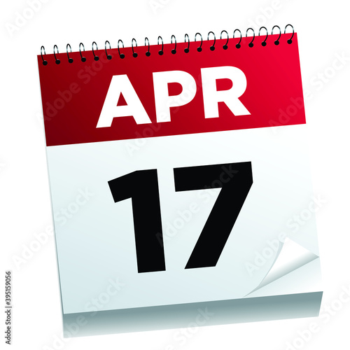April 17th on a calendar page - illustrated. 