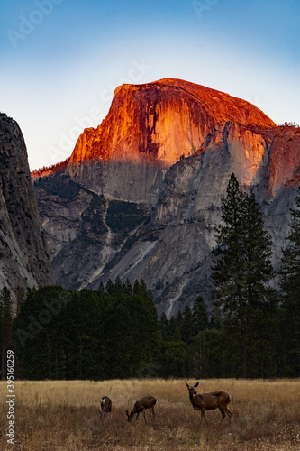 Photography sunset in yosemite on half dome