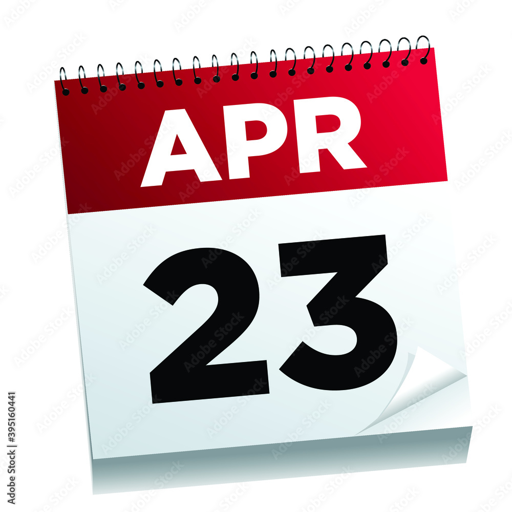 April 23rd on a calendar page - illustrated. April 23rd on a calendar page - illustrated.