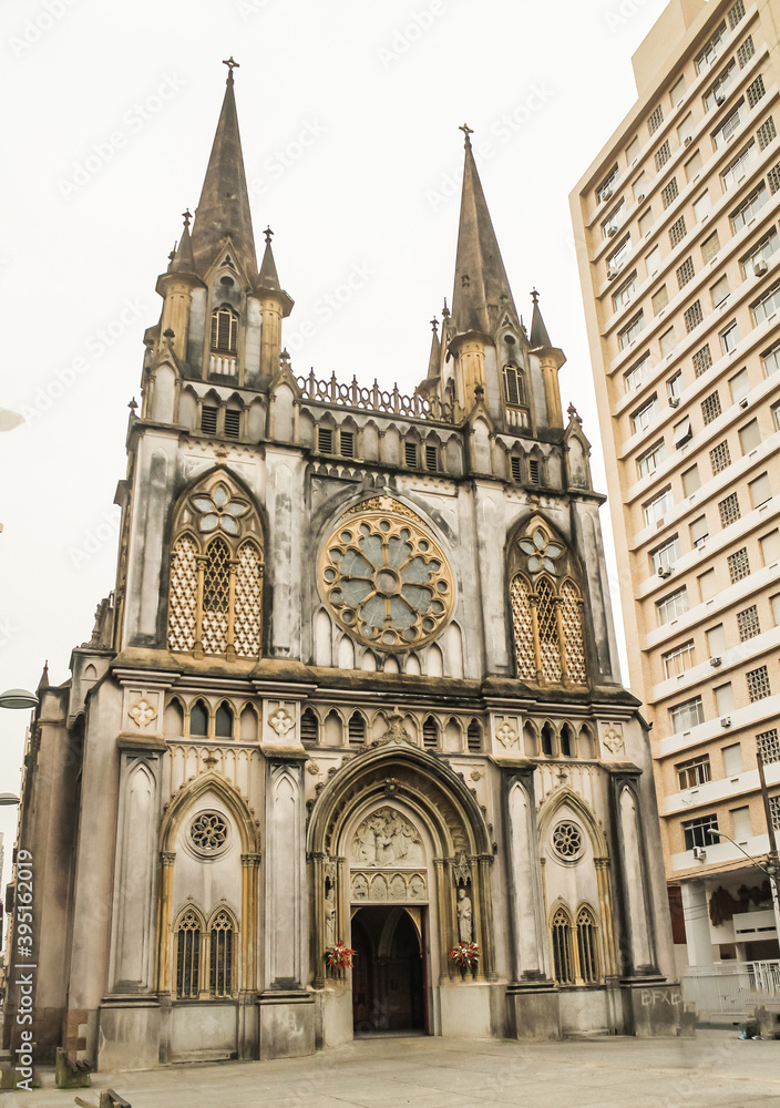 Old church in the central city area of ​​Brazil  -  Basílica Menor de Santo Antônio do Embaré - Santos - Sao Paulo - Brazil