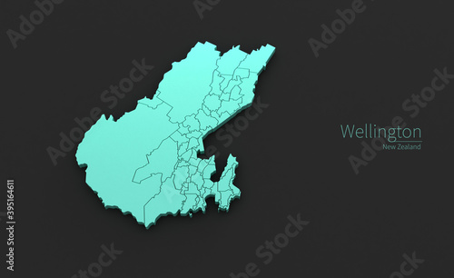 Obraz na płótnie Wellington City Map. 3D Map Series of Cities in New Zealand.