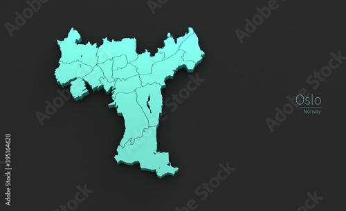 Photography Oslo City Map. 3D Map Series of Cities in Norway.