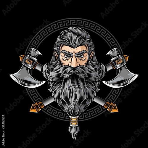 viking warrior with axe vector logo