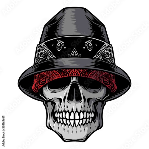 skull gangster head vector logo