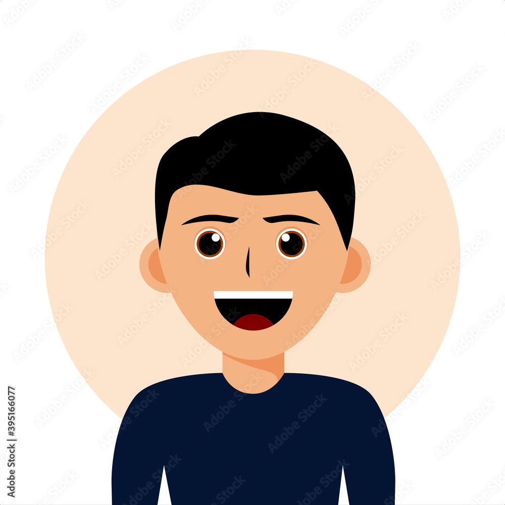 Vector illustration of a smiling, happy person on a circle background Vector illustration of a smiling, happy person on a circle background