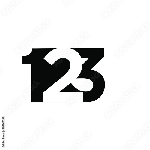 123 initial umber negative space logo vector icon design isolated background