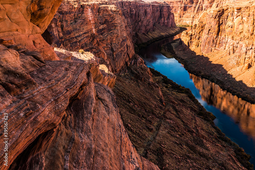 Slick Rock Above The Colorado River at Glen Canyon Overlook, Glen Canyon National Recreation Area, Arizona, USA