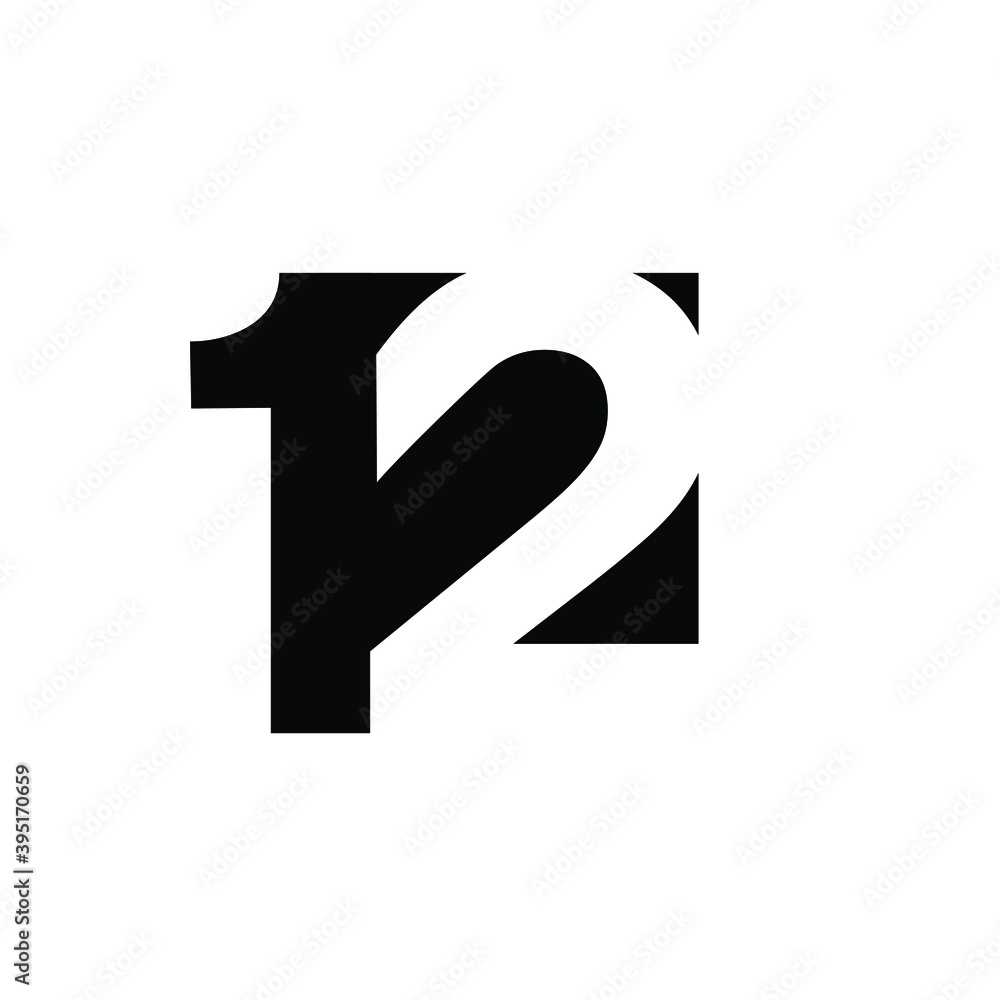 12 initial number negative space logo vector icon design isolated background 12 initial number negative space logo vector icon design isolated background