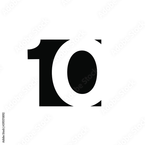 10 initial number negative space logo vector icon design isolated background