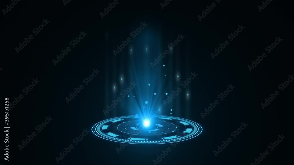 Blue hologram HUD circle interfaces. Digital data network protection, future technology network concept. Excellent for any kind of hi-tec, science, technology or futuristic concept.