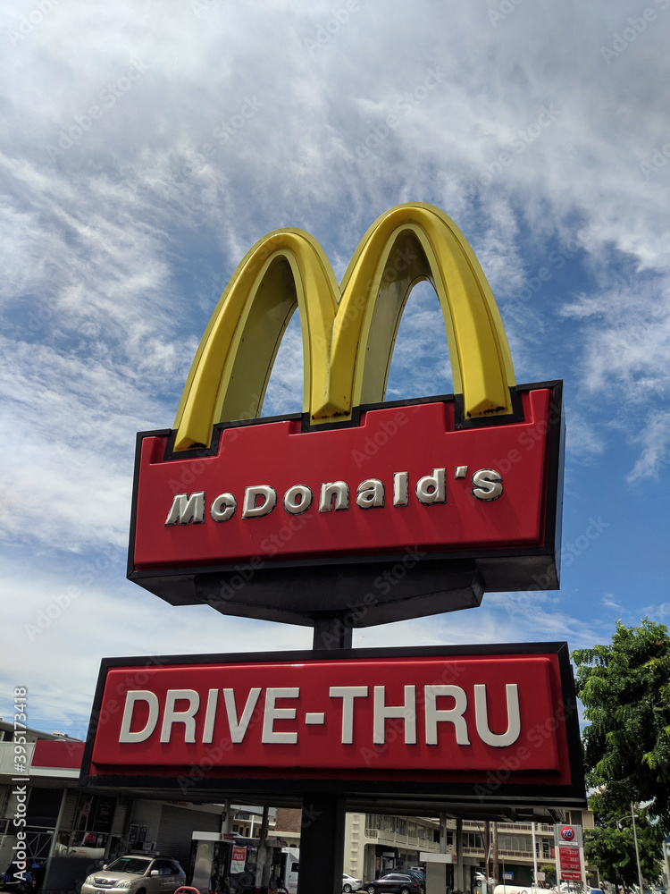 McDonalds Store Drive-Thru sign and logo Stock Photo | Adobe Stock