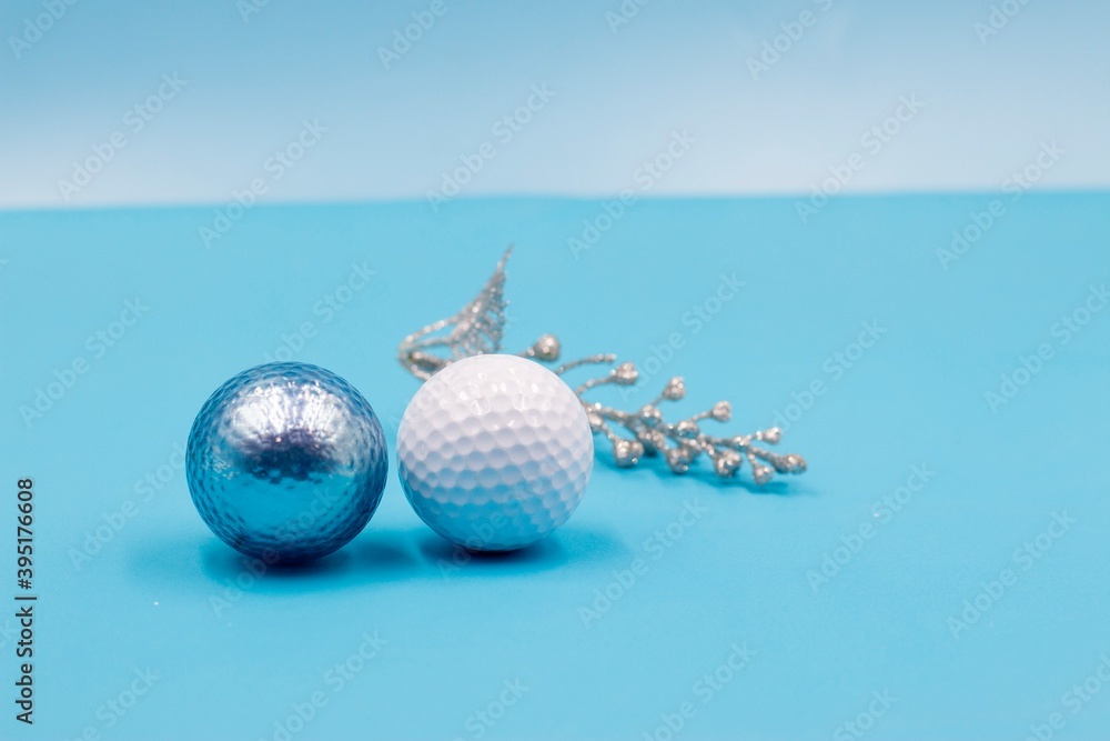 Golf Christmas Holiday with golf ball and Christmas decoration ornament