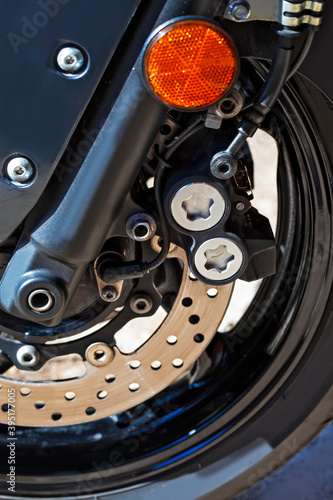 Macro Shoot of Motorcycle Front Brake Disk.