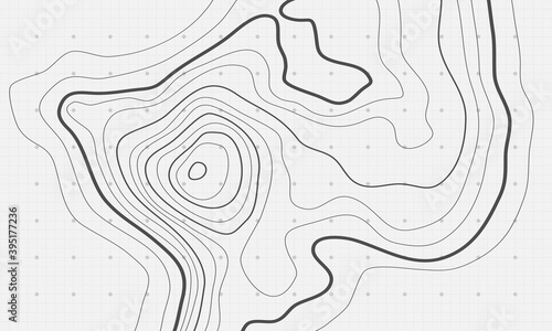 The stylized height of the topographic contour in lines and contours. Marine watershed. The concept of a conditional geography scheme and the water path. Vector illustration.
