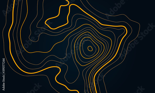The stylized height of the topographic contour in lines and contours. Marine watershed. The concept of a conditional geography scheme and the water path. Vector illustration.