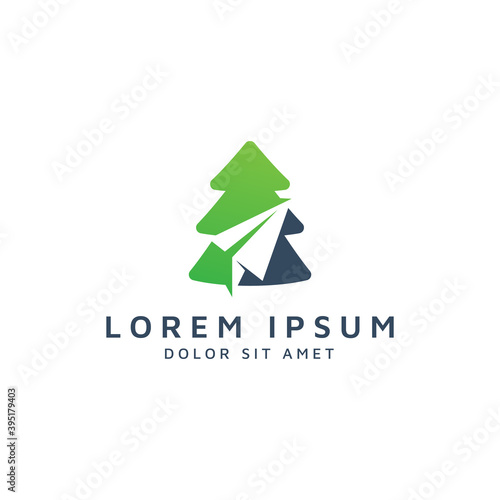 tree and travel negative space logo design