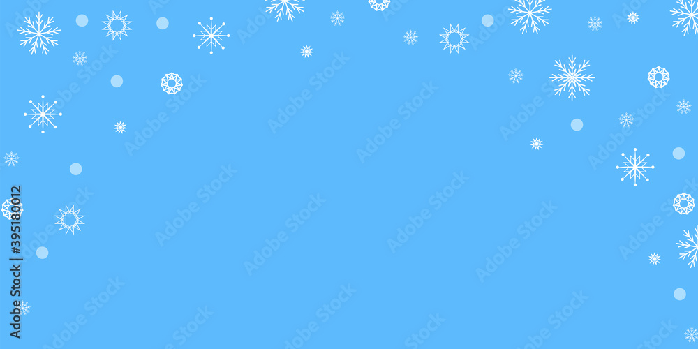 Winter vector illustration. Snowflakes blue background. Christmas holiday pattern. Stock image. EPS 10.