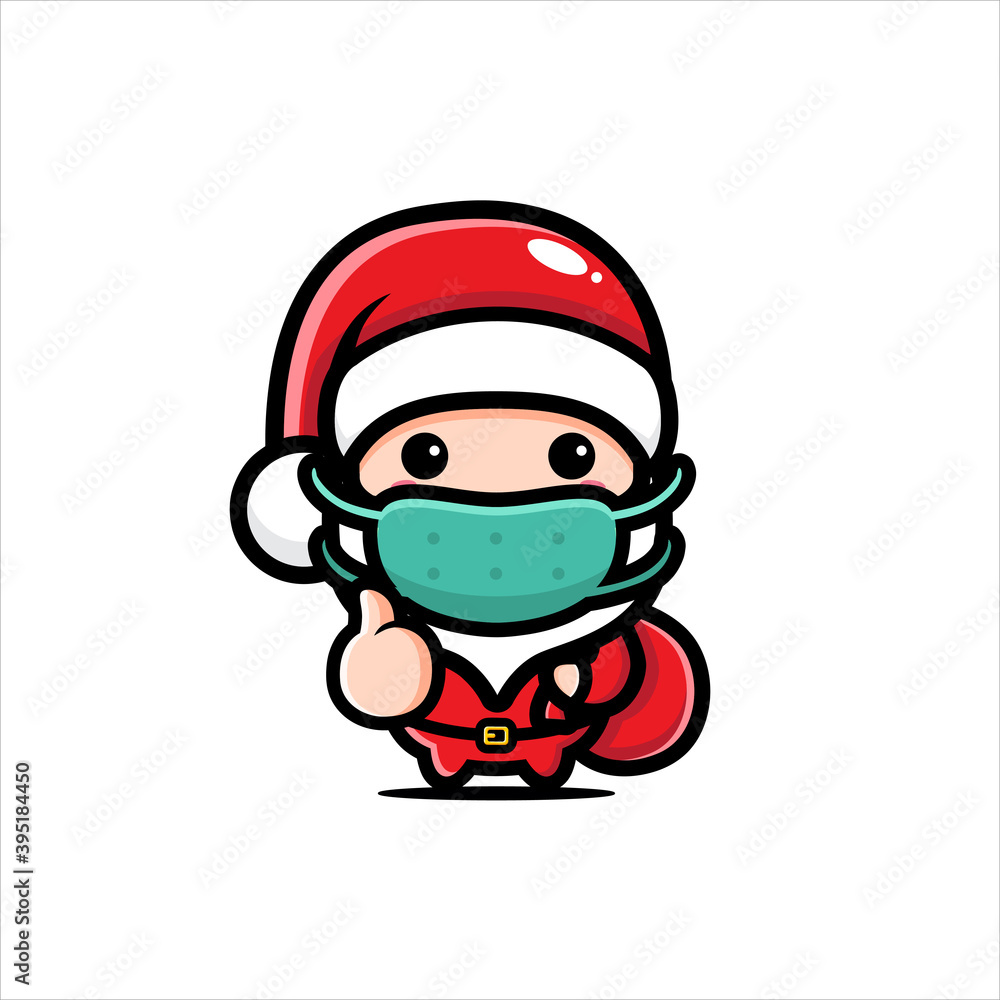 cute santa claus character wearing a mask