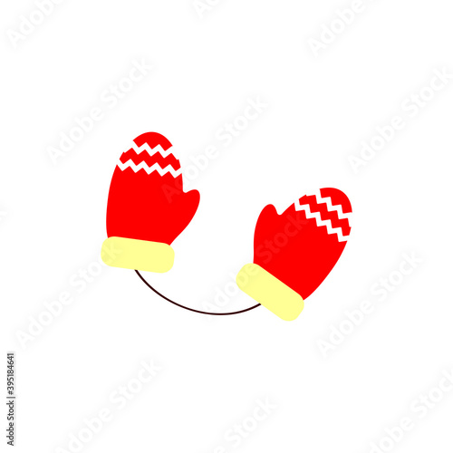 Winter mittens icon, Christmas isolated symbol, Xmas graphic design template, vector illustration