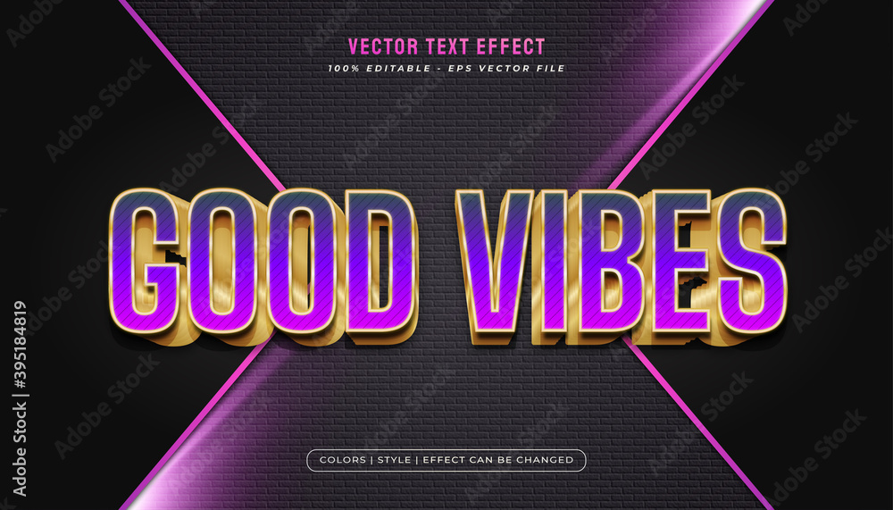 Fototapeta premium Elegant bold purple and gold text style with embossed effect