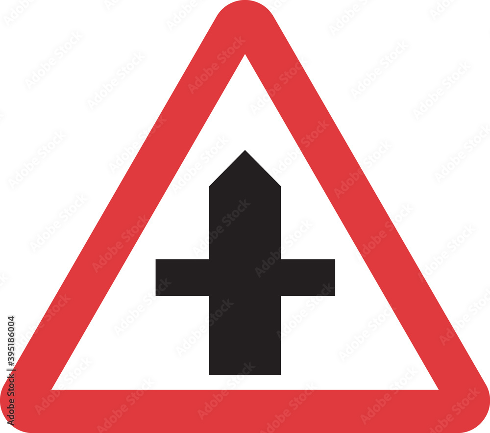 Crossroads warning sign and symbol Crossroads warning sign and symbol