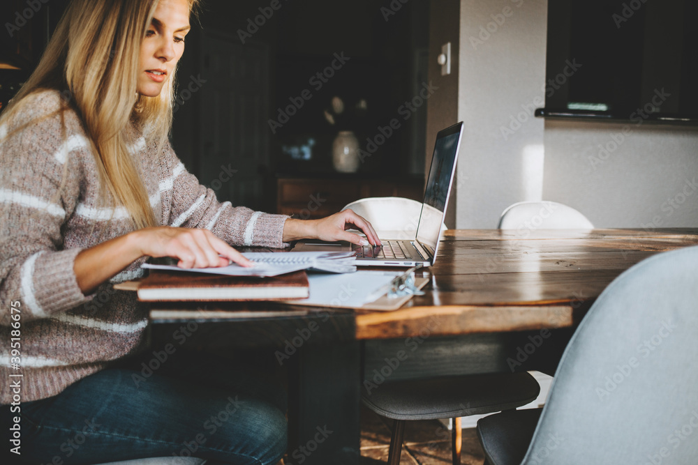 Woman Working From Home on Laptop Woman Working From Home on Laptop