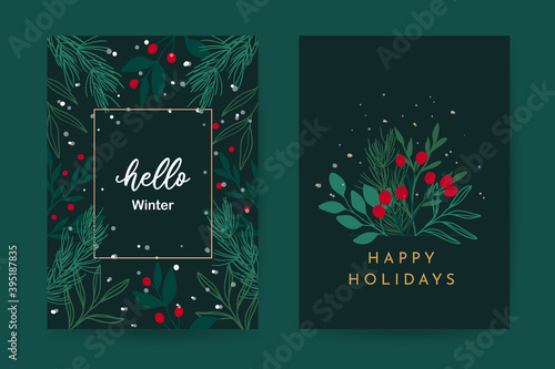 Happy Holidays Greeting Card Vector template. Happy New year 2021. Happy Winter design concept for cover, invitation card, website banner, social media story and post.