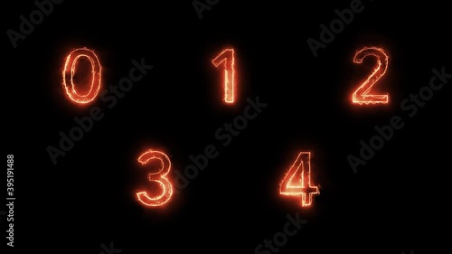 Numbers, Numerals Pack with Electricity Effect. Matte Channel Video.  photo