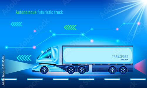 Autonomous smart futuristic truck. Unmanned vehicle.