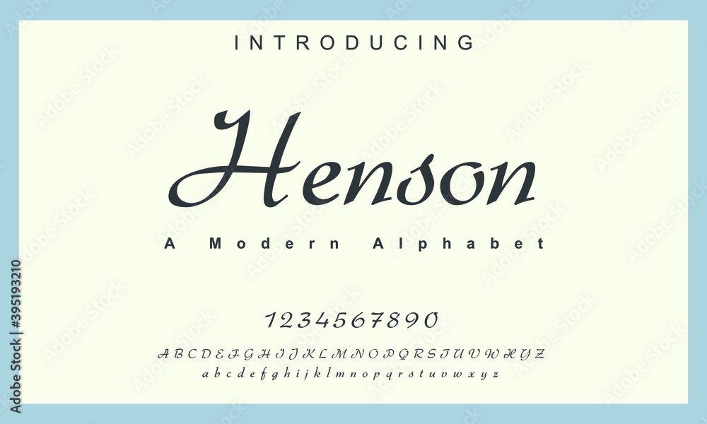 Henson font. Elegant alphabet letters font and number. Lettering Minimal Fashion Designs. Typography fonts regular uppercase and lowercase. vector illustration