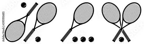 Fotografie, Obraz set of tennis racket and ball icons