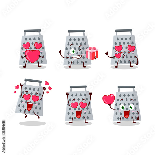 Grated cheese cartoon character with love cute emoticon