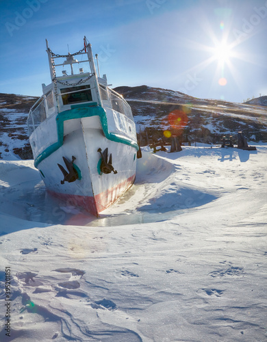 Ship in frozen baikal