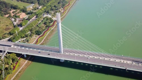 Aerial video of Wuxiang Bridge in Nanning, Guangxi, China